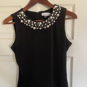 Calvin Klein Pearl Embellished Black Sleeveless Top